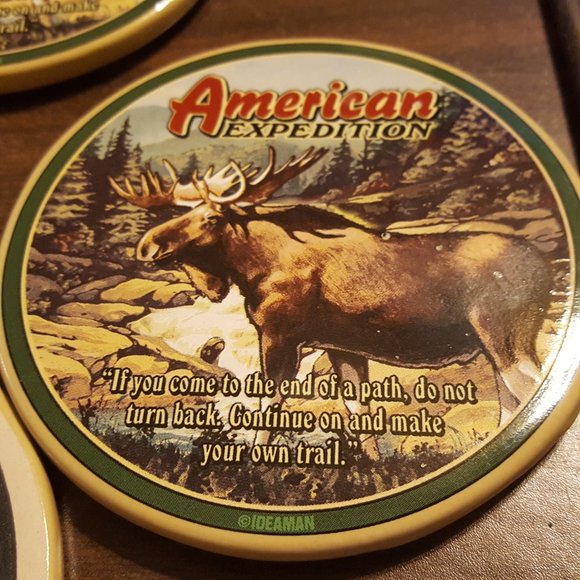 Set of 3 Stone Moose Coasters with Holder - Picture 7 of 8